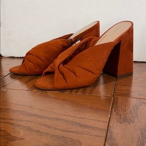 Red orange open toe sandal with heel